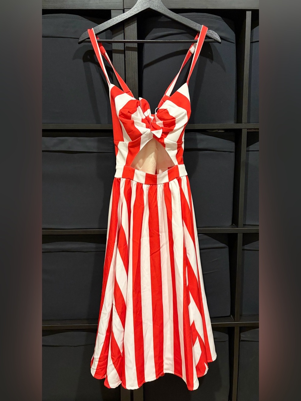 Pinup Couture PUG Renee Dress in Red Mark Stripe SIZE S NWT - Picture 2 of 7